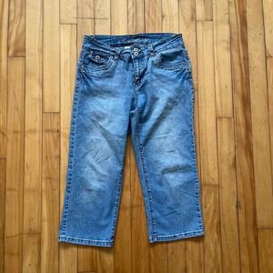 Roadrunner Jeans Womens Size 8 Light Wash Embellished Capri Cropped Denim